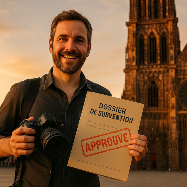 Photographe en Alsace célébrant l'obtention d'une aide régionale