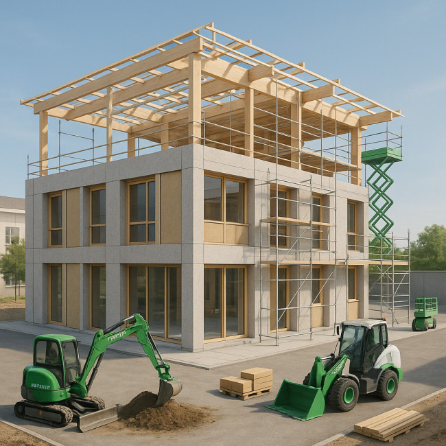 Illustration d'un bâtiment public bas-carbone conforme à la RE2025