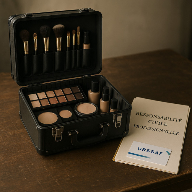 Mallette de maquilleur et documents d'assurance