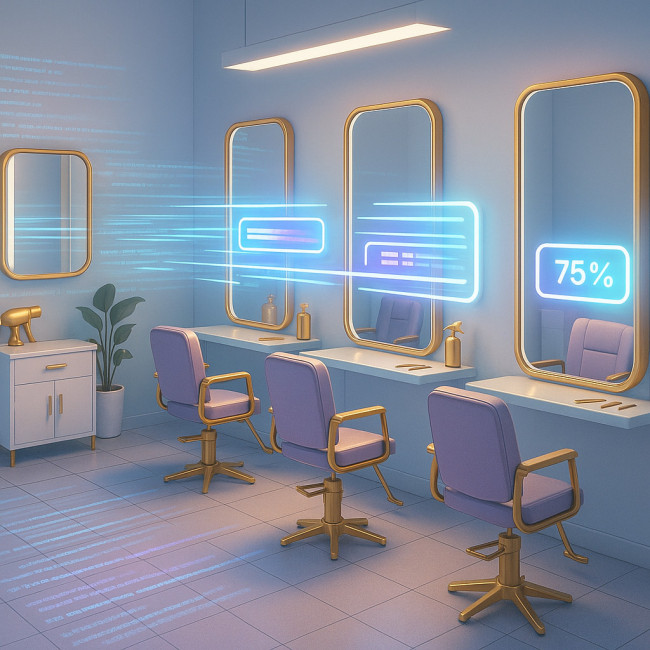 illustration de la rapidité numérique dans un salon de coiffure