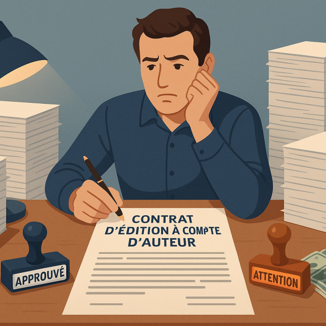 Un auteur perplexe devant un contrat d'édition à compte d'auteur