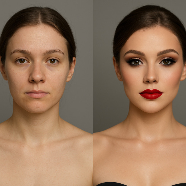 Comparatif Avant Après maquillage studio