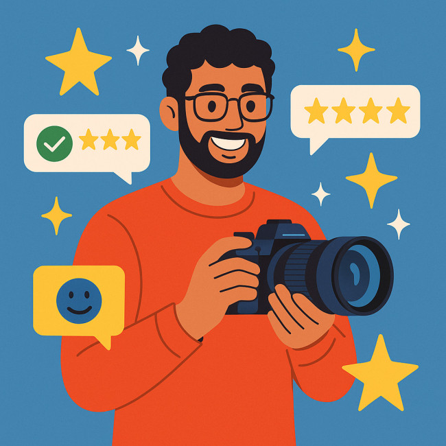 Illustration d'avis clients vérifiés pour photographe