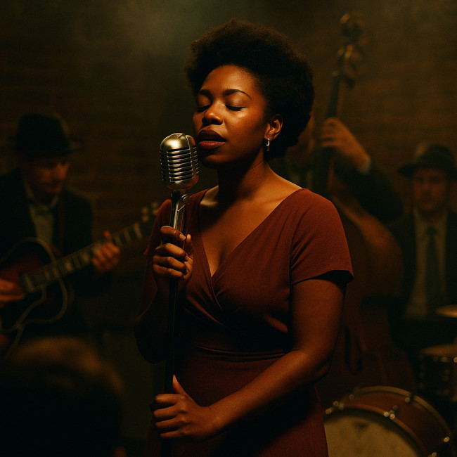 Chanteuse de blues sur scène lors d'un concert live