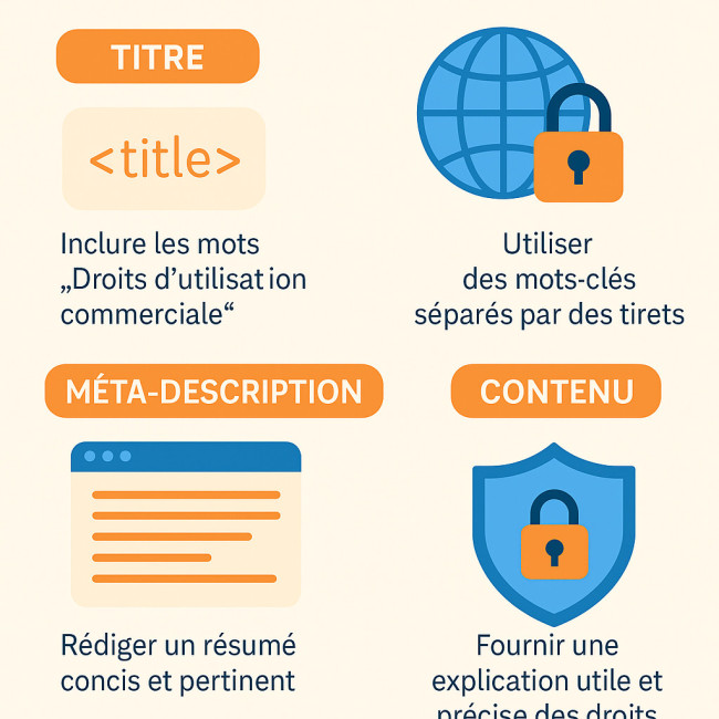 Infographie des bonnes pratiques SEO pour les droits d'utilisation commerciale
