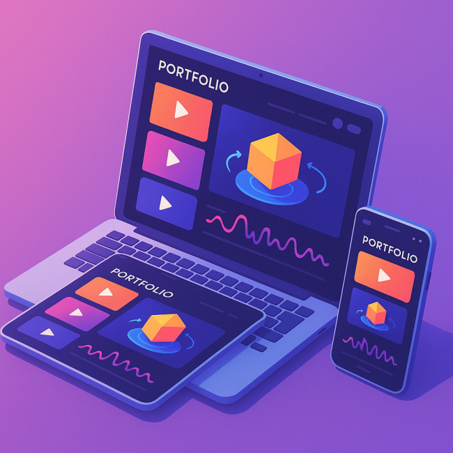 illustration d'un portfolio interactif fluide sur plusieurs écrans