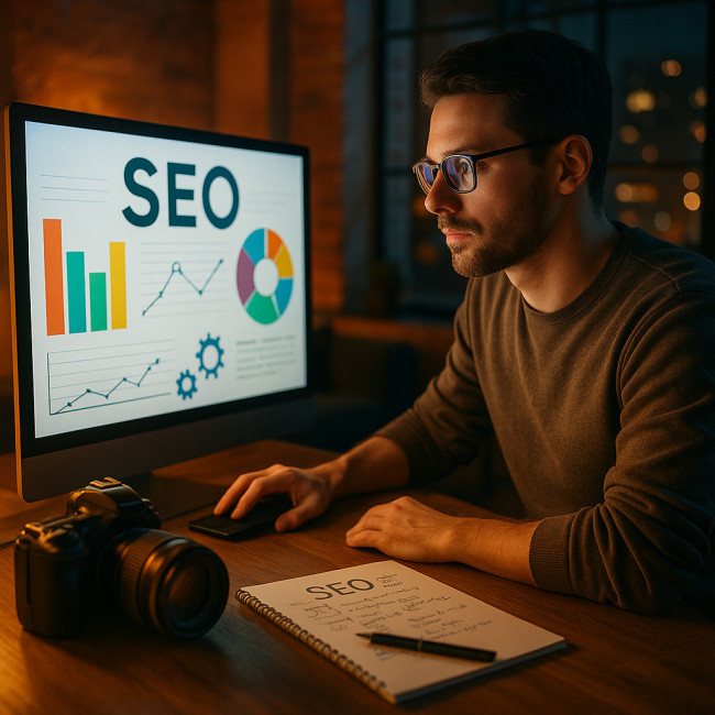 Photographe optimisant le référencement de son portfolio
