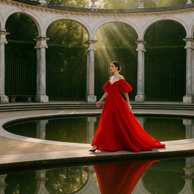 Séance photo mode au Bosquet de la Colonnade à Versailles