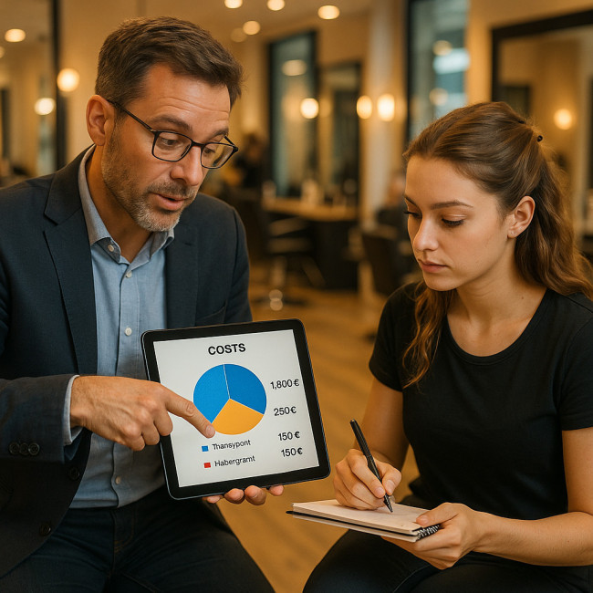 Discussion budget formation externe en salon