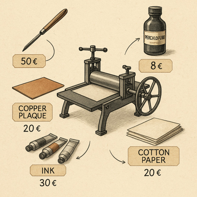 Infographie des coûts d'initiation à la gravure sur cuivre