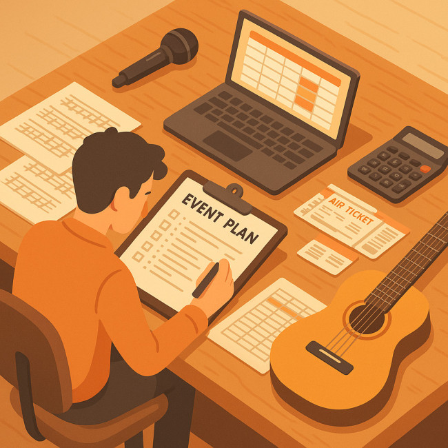 Organisateur planifiant le budget musiciens