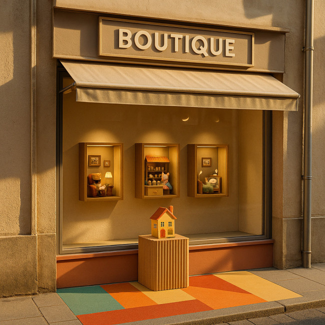 Boutique présentant plusieurs astuces visuelles à petit budget