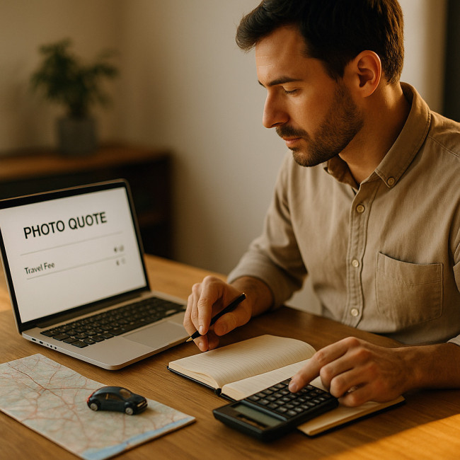 photographe calculant frais de déplacement