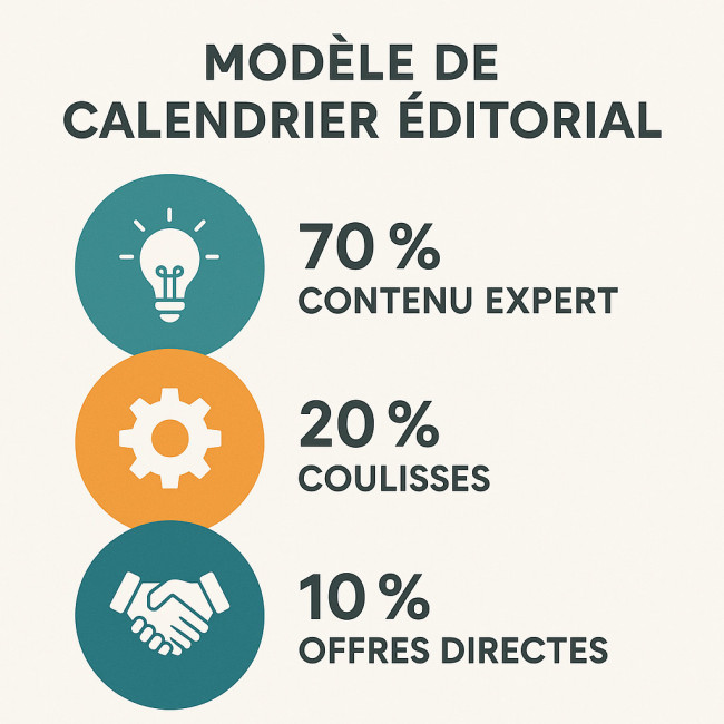 Infographie calendrier éditorial 70 20 10