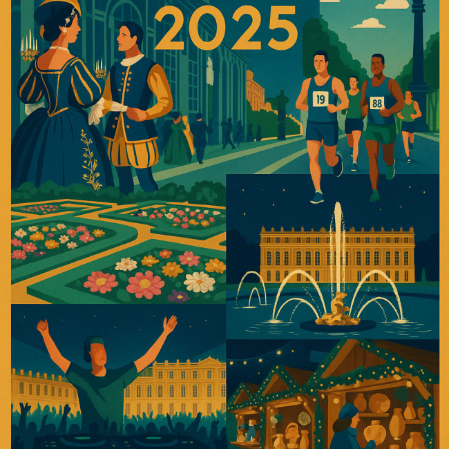 Collage illustré des grands événements 2025 à Versailles