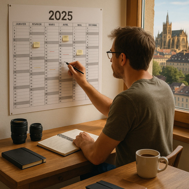Calendrier 2025 et matériel photo à Metz