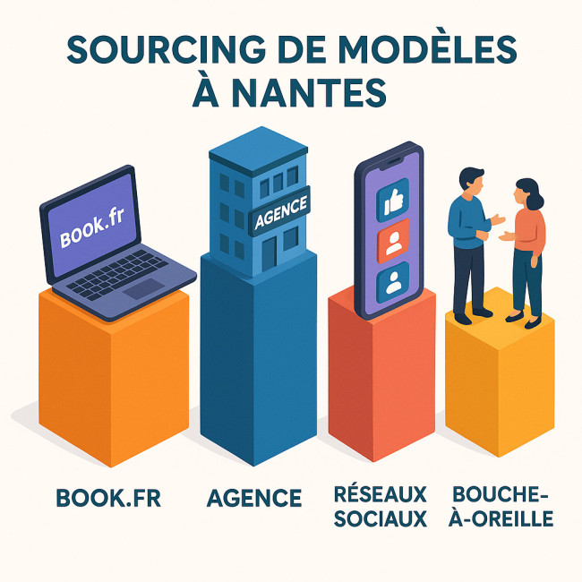 Graphique illustrant les quatre canaux de sourcing pour un casting nantais