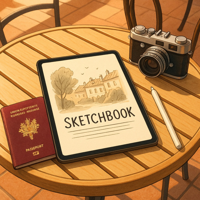 Carnet de croquis digital en situation de voyage
