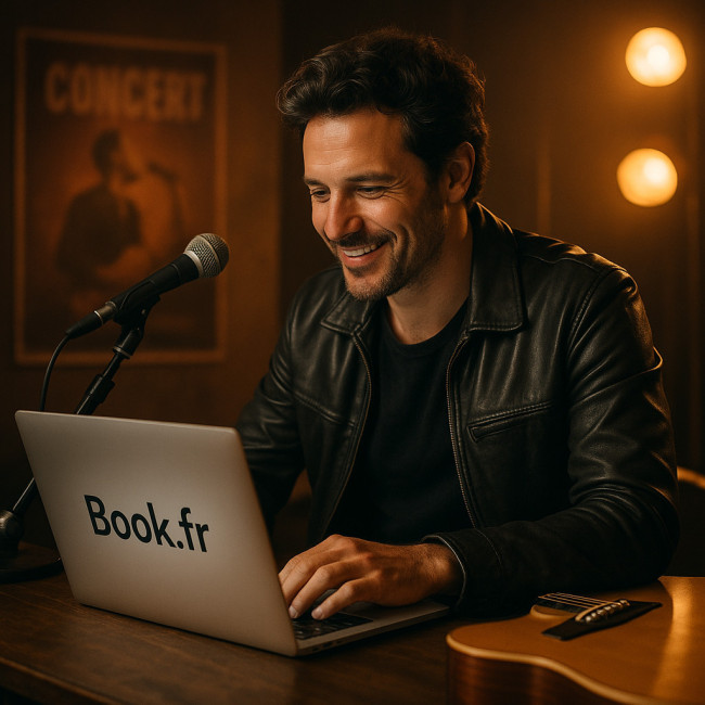 chanteur utilisant Book.fr pour développer sa carrière
