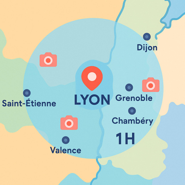Carte isochrone illustrant la zone de chalandise
