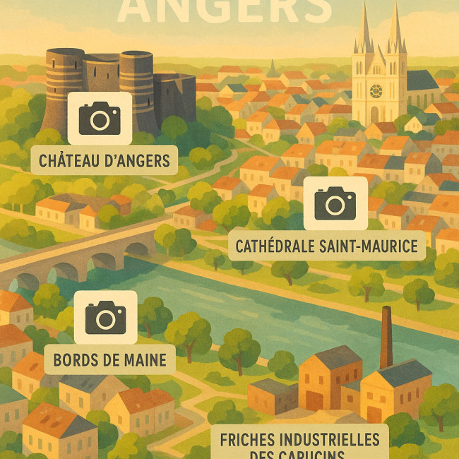 Carte illustrée des spots photo à Angers