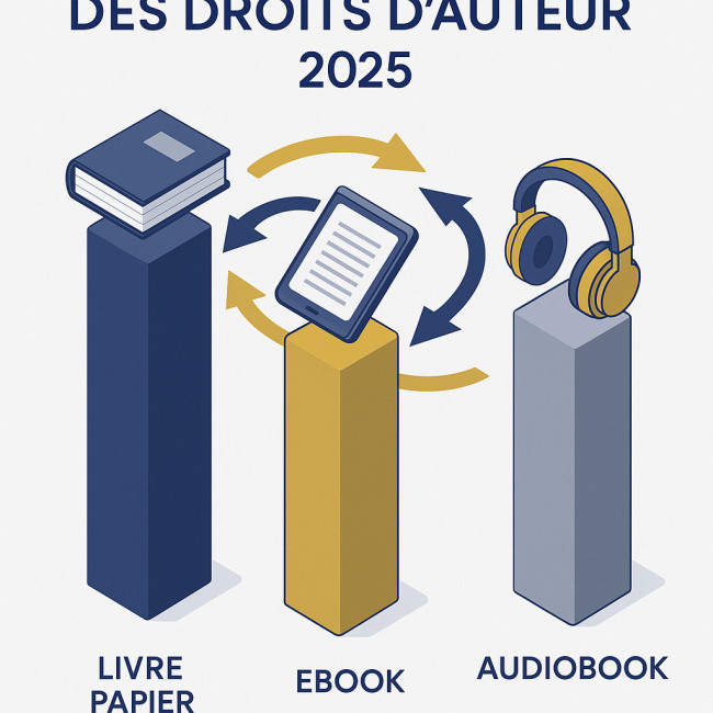 Infographie droits d'auteur 2025 papier ebook audio