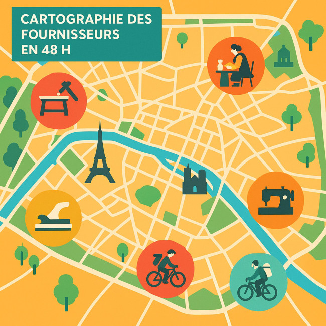 Carte stylisée des fournisseurs parisiens
