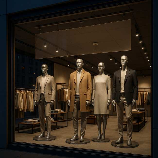 Vitrine prêt-à-porter sécurisée