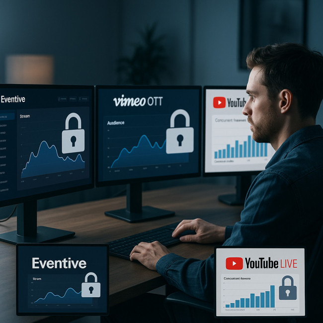 réalisateur comparant plusieurs plateformes de streaming pour un festival hybride