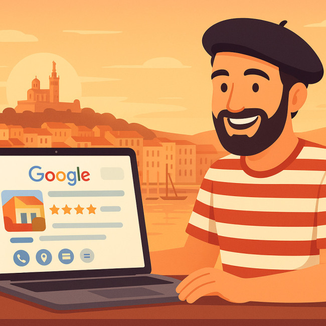 Comédien marseillais optimisant sa fiche Google Business