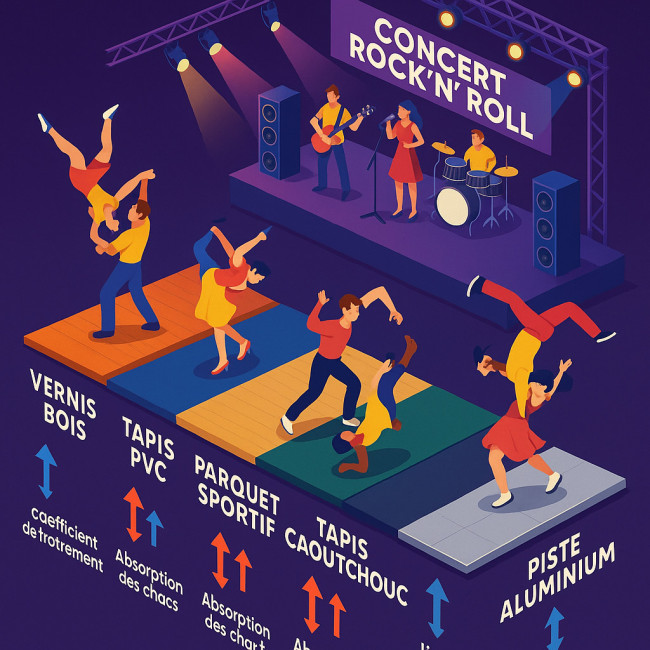 infographie comparatif des sols de scène rock'n'roll