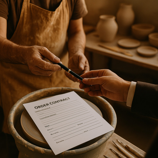 Signature d'un contrat de commande de céramique