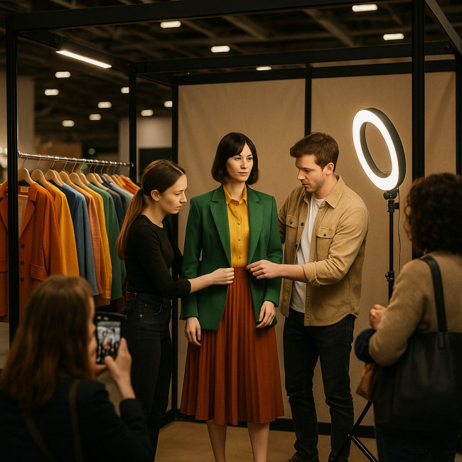 vue d'ensemble d'un corner styling animé sur salon professionnel