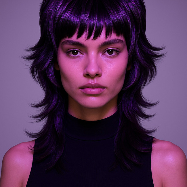 Modèle avec coupe shag sculptural tendance 2025