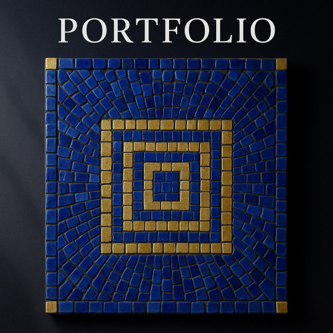 Motif mosaïque géométrique bleu et or en couverture