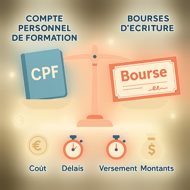 Illustration comparative CPF et bourses d'écriture
