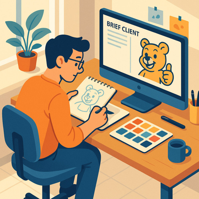 Illustrateur équilibrant brief client et style personnel