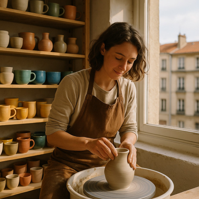 Créatrice d'objets artisanaux dans son atelier local