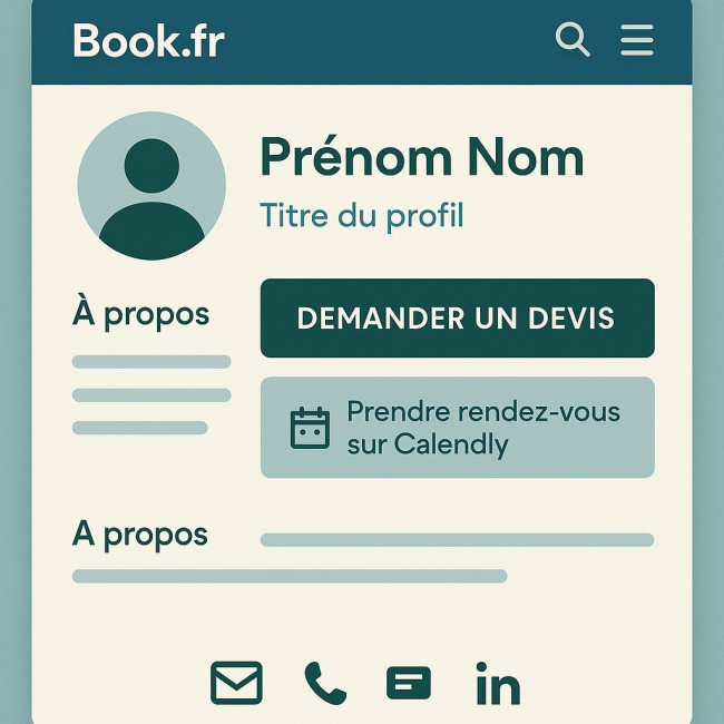 interface avec bouton devis et calendrier intégré