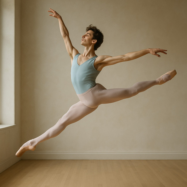 danseur classique effectuant un grand jeté