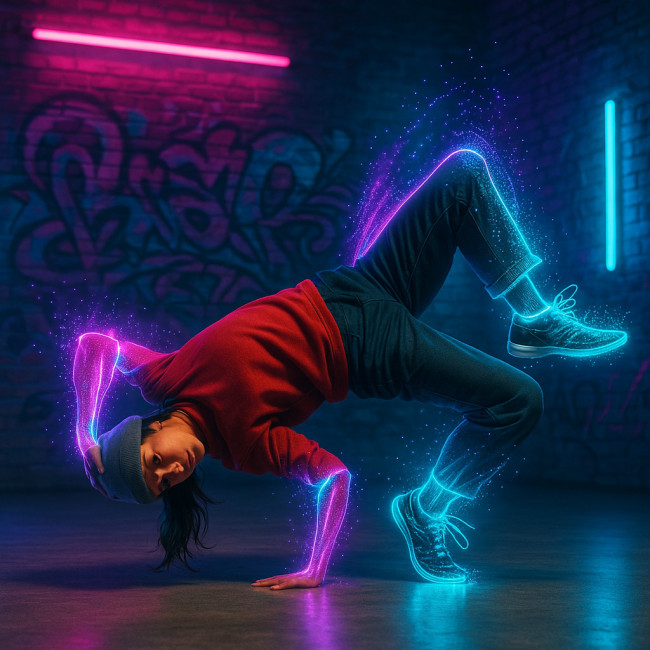 Danseuse hip-hop capturant un accent musical