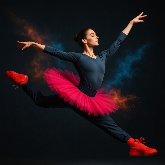Danseuse en grand jeté illustrant différents styles
