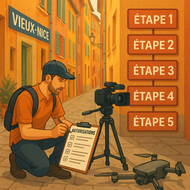 Check-list de tournage illustrée dans le Vieux-Nice