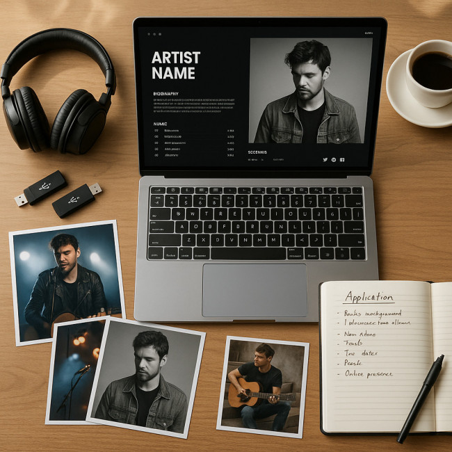 Matériel visuel pour un dossier de candidature d'artiste