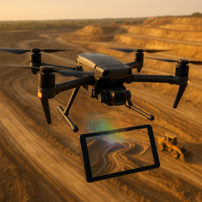 Drone cartographiant un chantier pour la photogrammétrie