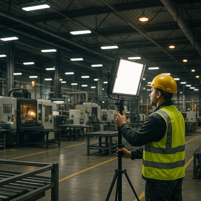 intérieur d'usine éclairé pour reportage photo