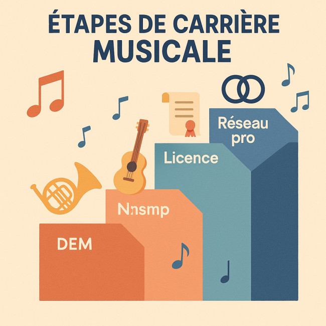 Escalier illustrant les étapes des diplômes en musique
