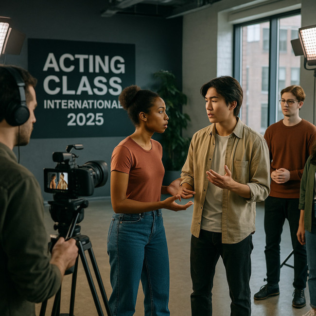 Étudiants acteurs internationaux en répétition