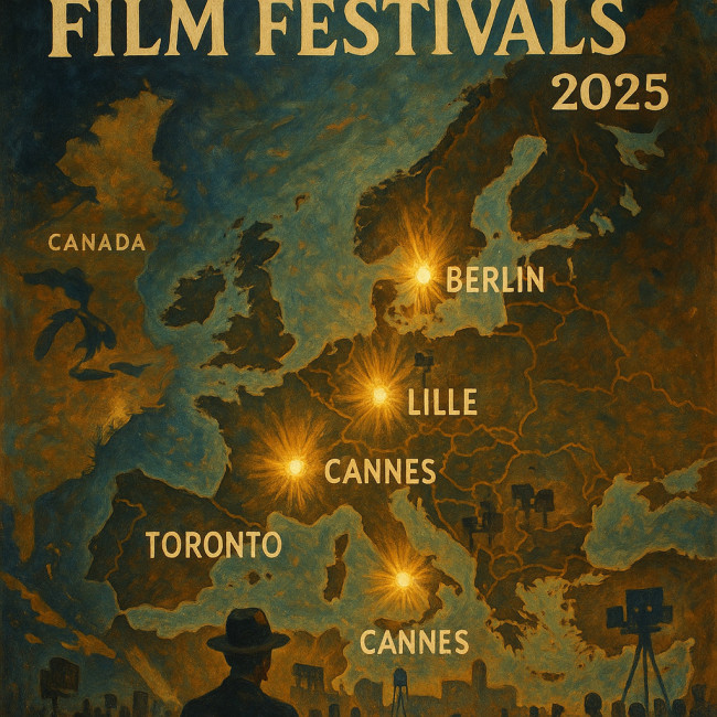 Illustration d'un calendrier visuel des festivals d'acteurs 2025