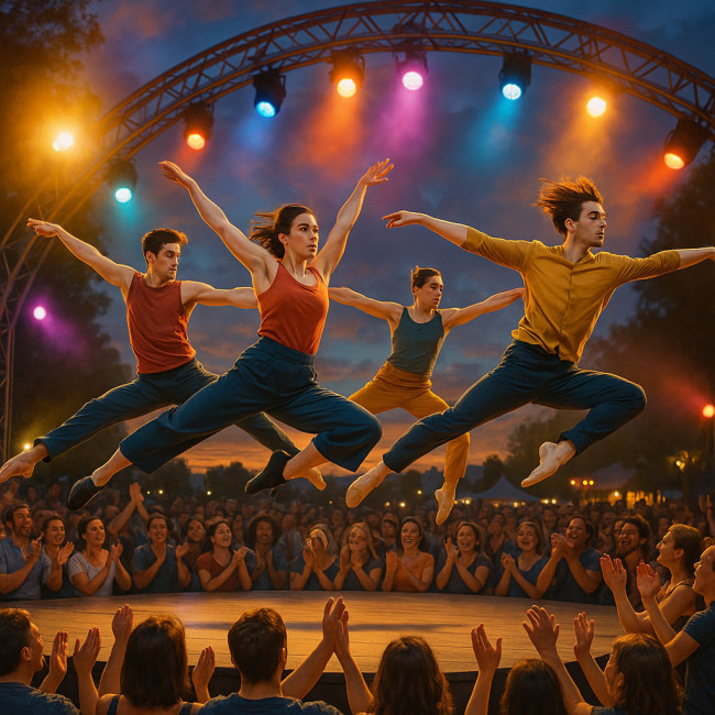 Danseurs en performance lors d'un festival financé par mécénat